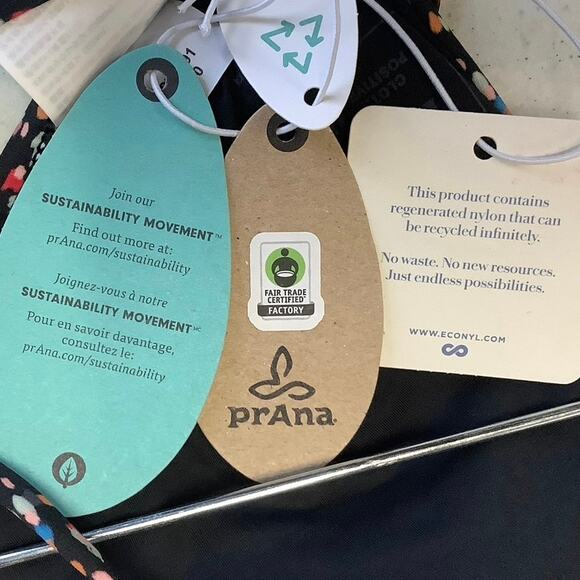 prAna Size L Black/Multi Alotta Dots Sunkissed Triangle Swim Top Strappy N13-2 - Picture 10 of 10